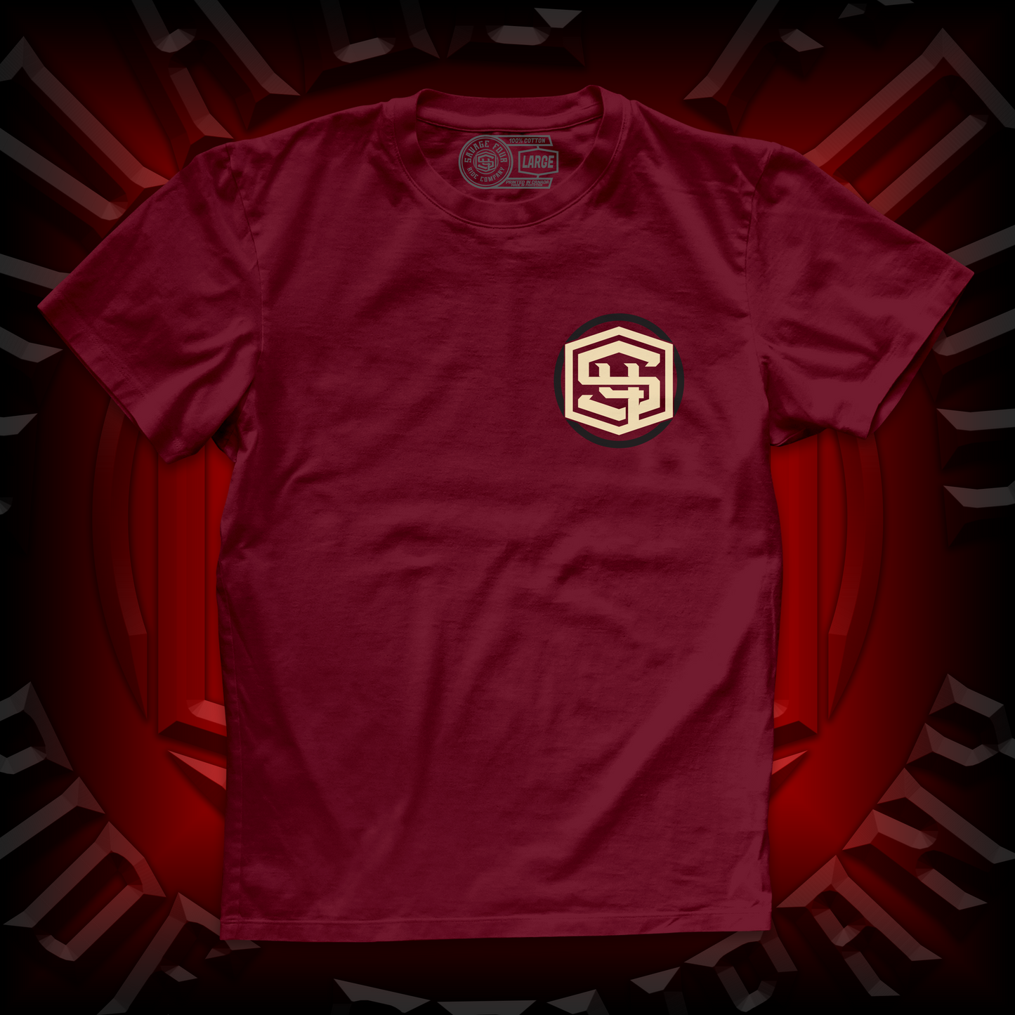 "Full Badge" Tee Crimson Cherry