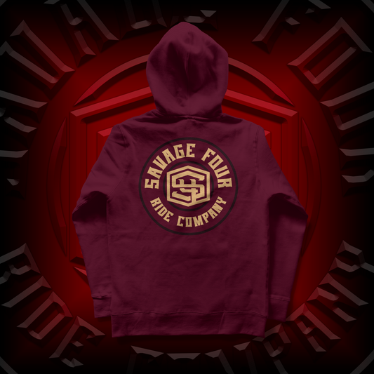 "Full Badge" Zip-Up Hoodie Crimson Cherry